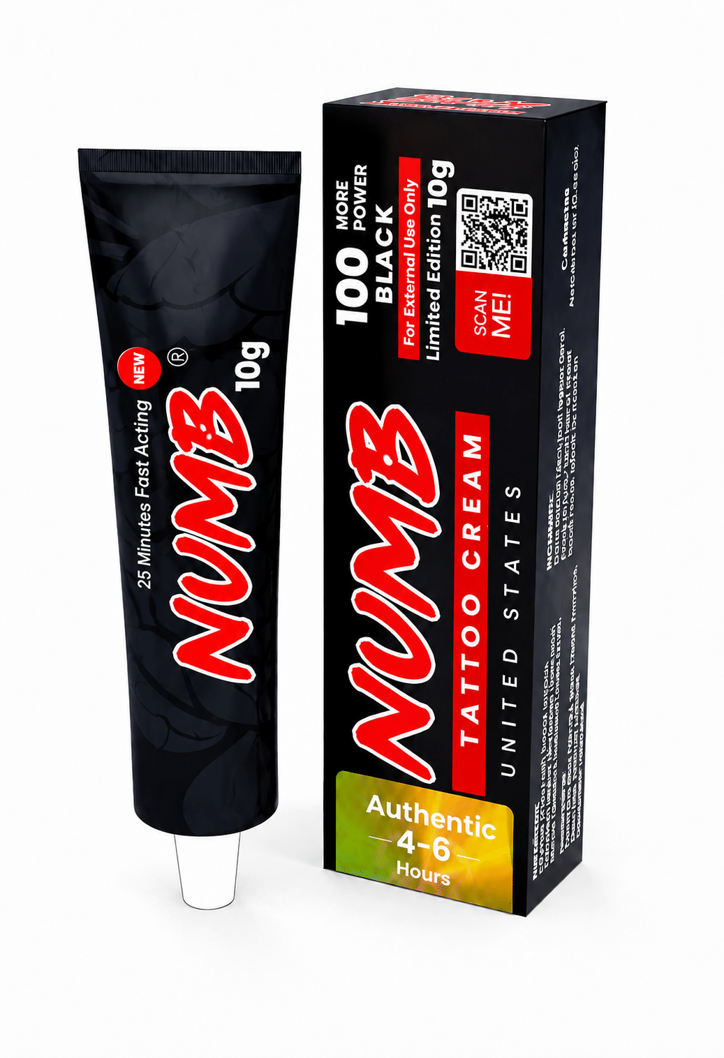 NUMB Black 100 Tattoo Cream 10g tube and box